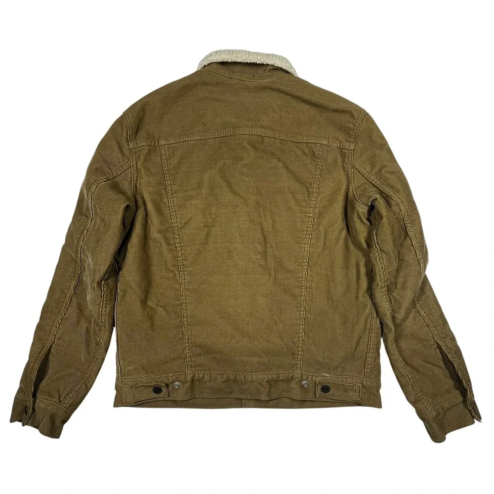 Levis Sherpa Lined Corduroy Trucker Jacket Mens Medium Tan Faux Fur Type 3 Coat